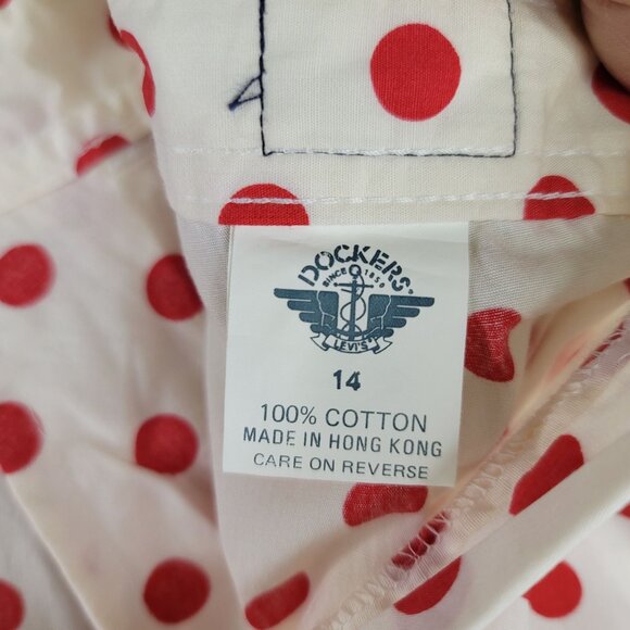 Vintage 80s Levis Docker Red Polka Dot Midi Skirt Size 14 Cotton Deadstock New - Picture 2 of 11
